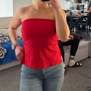 Wild Fable Red Strapless Tube Top | Side Slit Detail | Size S